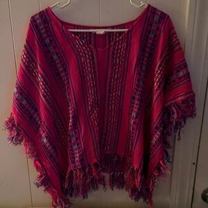 Billabong Pink and Blue Knit Poncho